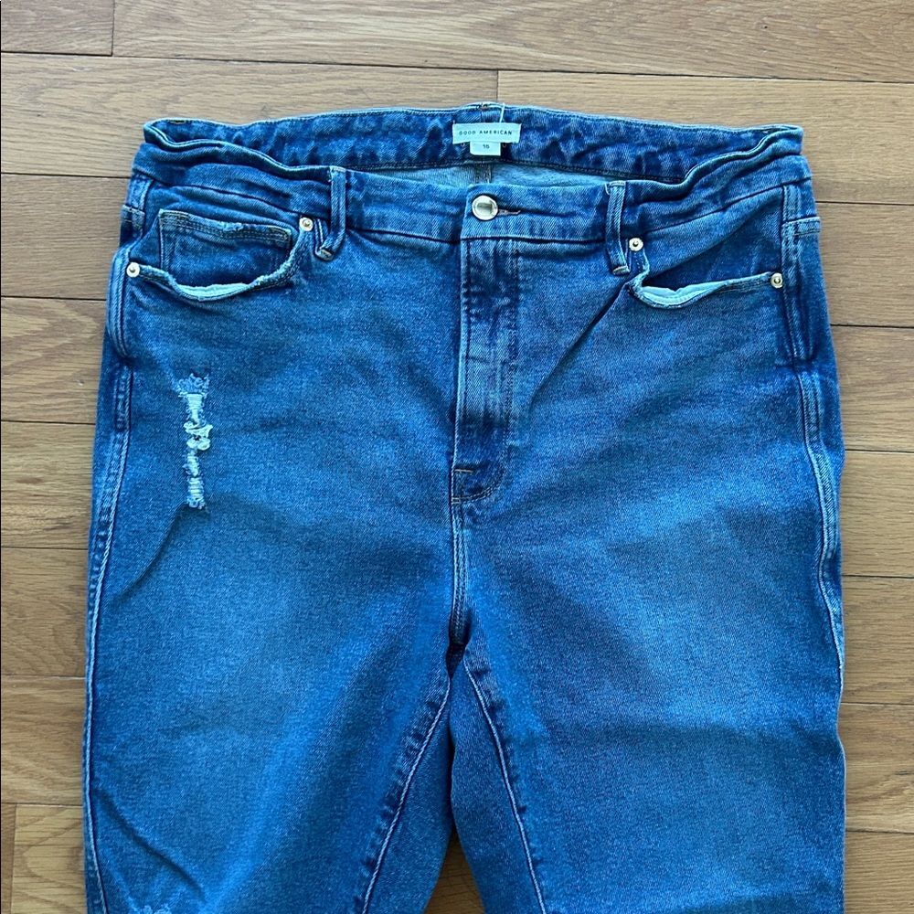Good American Good Curve Straight Leg Distressed Jeans Women’s Size 15 - Picture 4 of 11